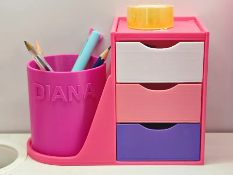 Pencil holder with 3 drawers Remix By BS3DPrint