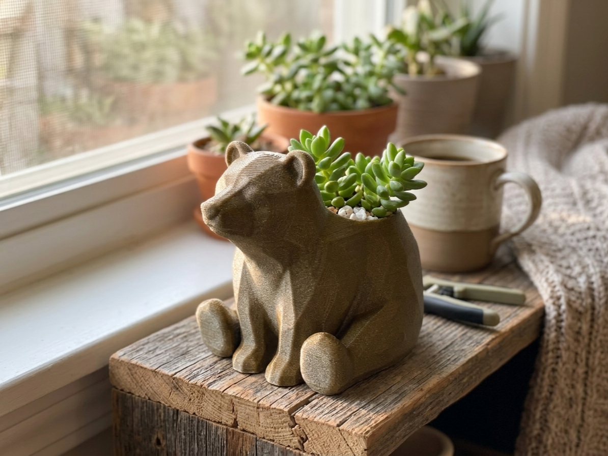 Low-Poly Bear Planter / Desk Organizer