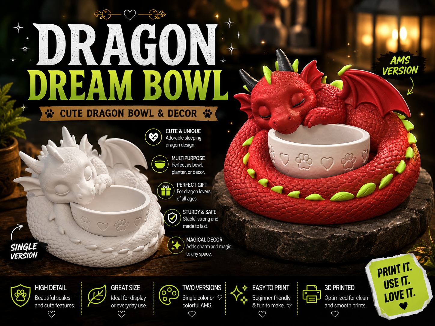 Cute Dragon Dream Bowl & Decor 