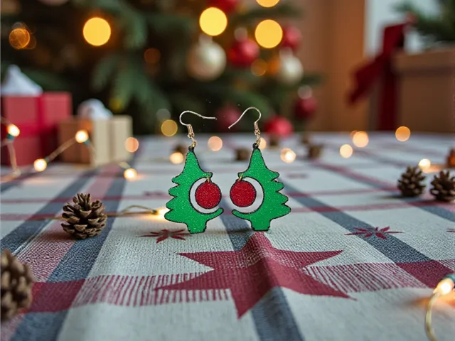 Christmas ball on the tree earrings
