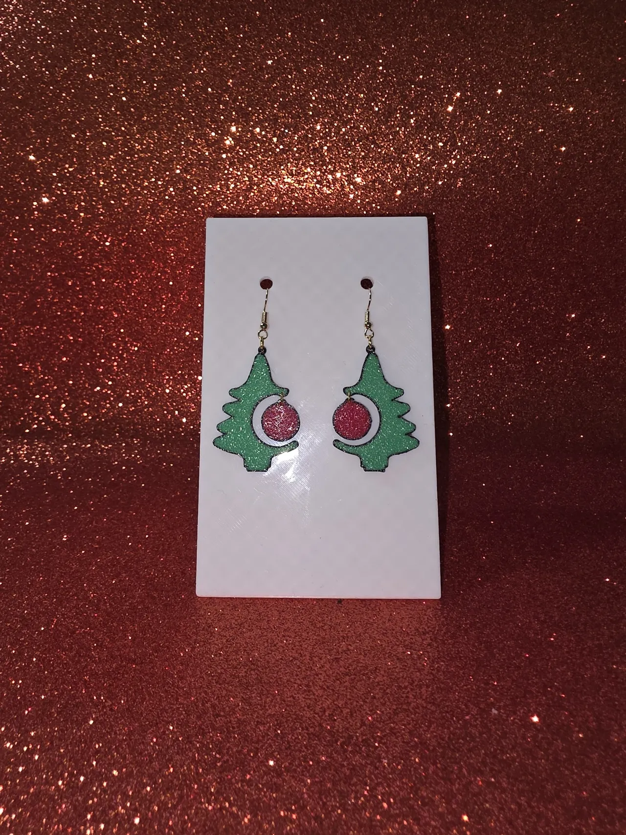 Christmas ball on the tree earrings view 2