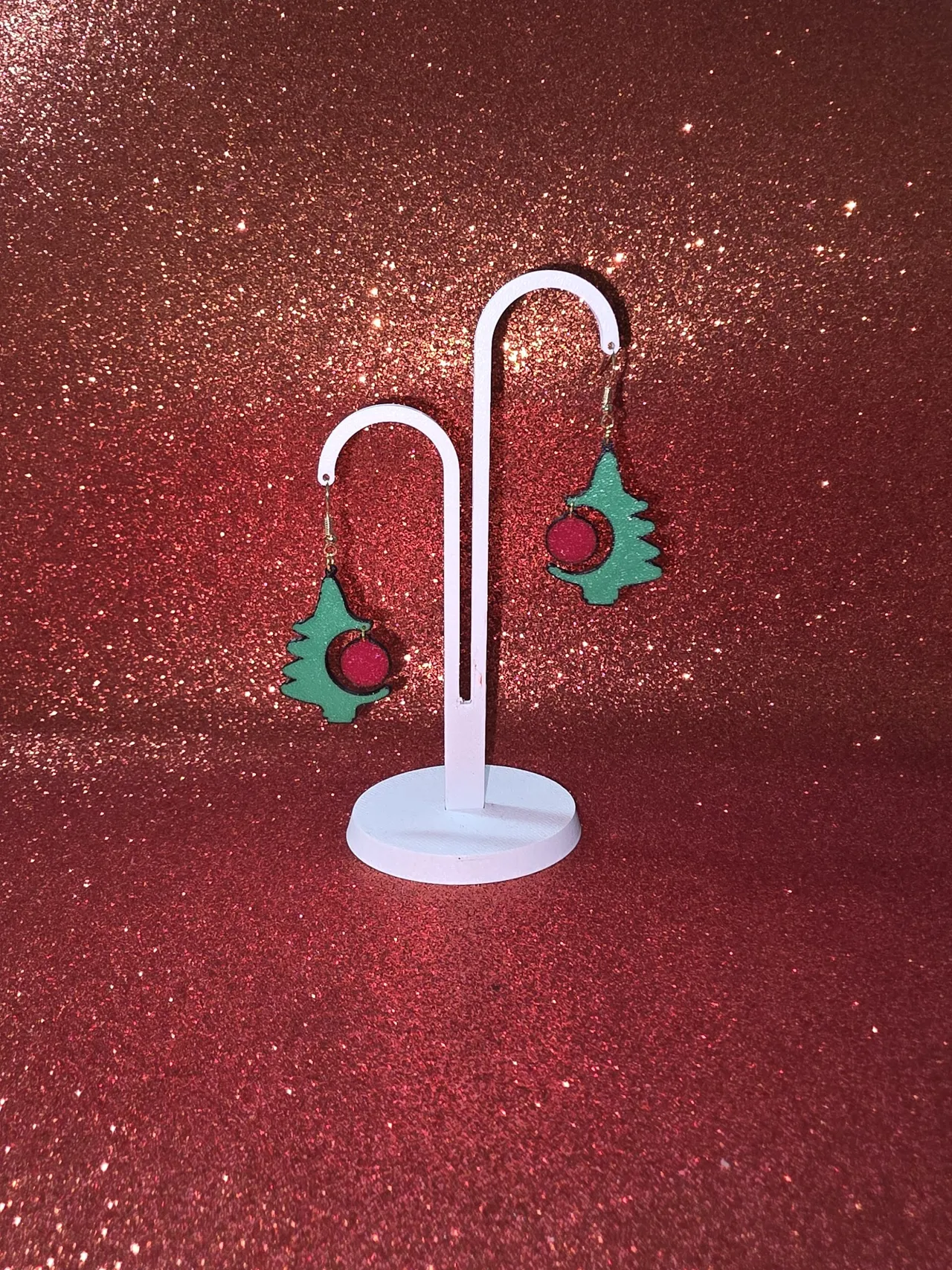 Christmas ball on the tree earrings view 3