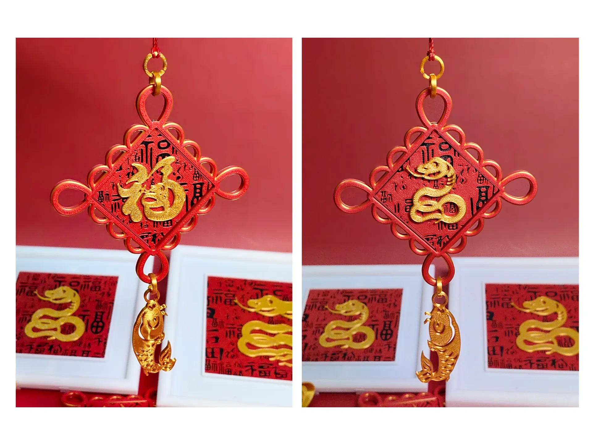 Miniatura 1 do modelo 3D 中国结与福蛇装饰画