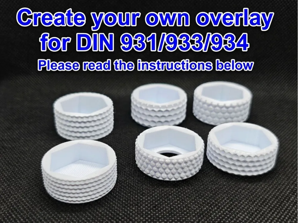 Figura decorativa: Customizable knob DIN 931 / 933 / 934. Referencia del modelo original.