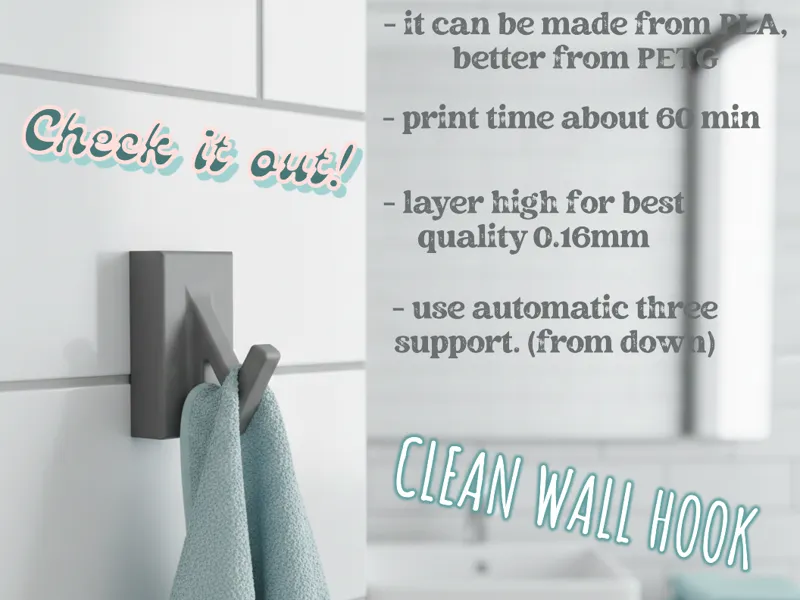 Clean wall hook (Can scale it)