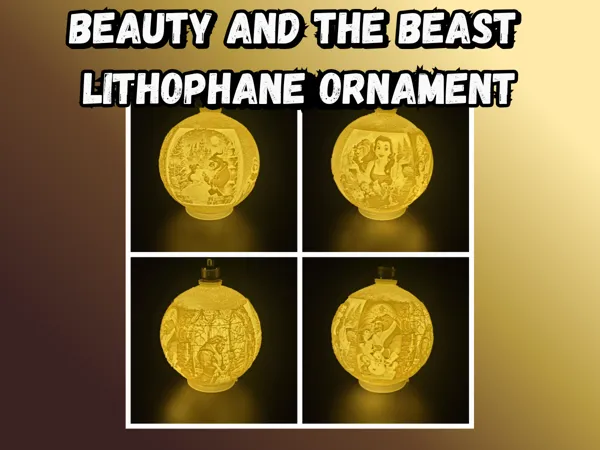 Ornement de Noël lithophanie Belle et Bête