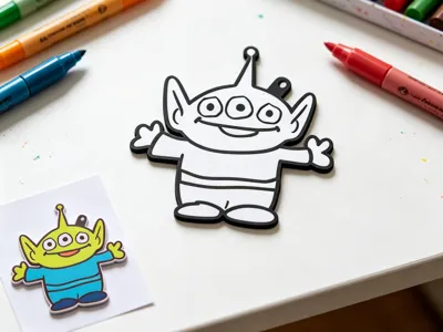 Three-Eyed Alien Coloring Charm - DIY Graffiti Coloring Craft Card - Children's Coloring Toy