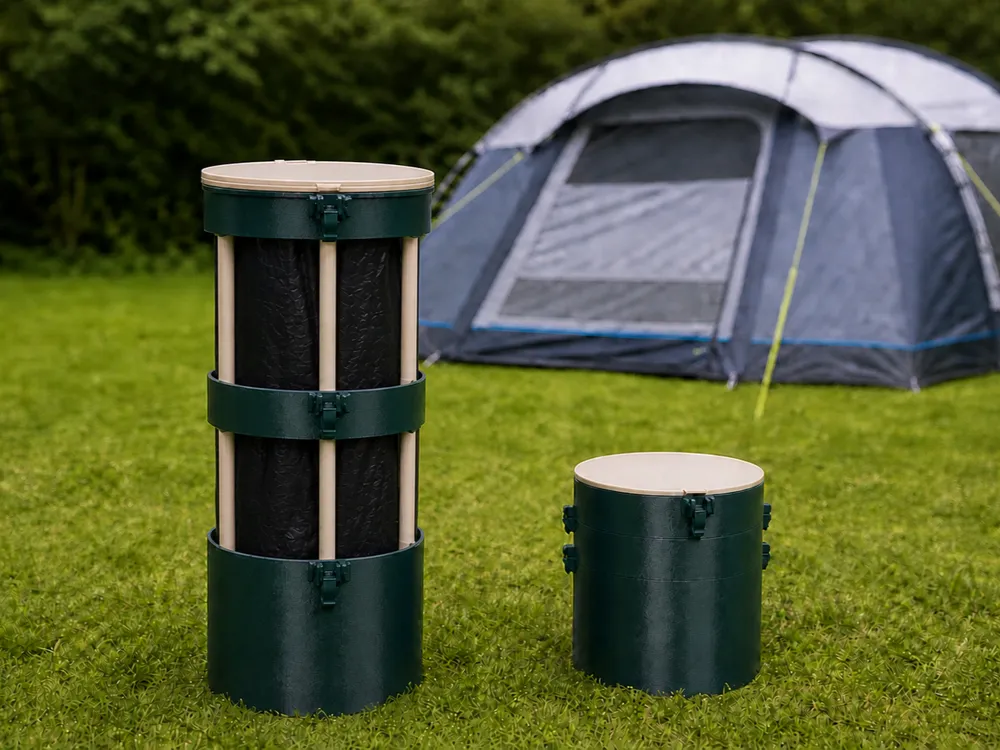 Organizador: CampStack – Collapsible Modular Camping Bin. Referencia del modelo original.