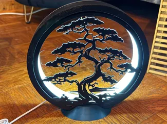 LED Ring Lampe v2 inkl. Rahmen mit Japanbaum Motiv