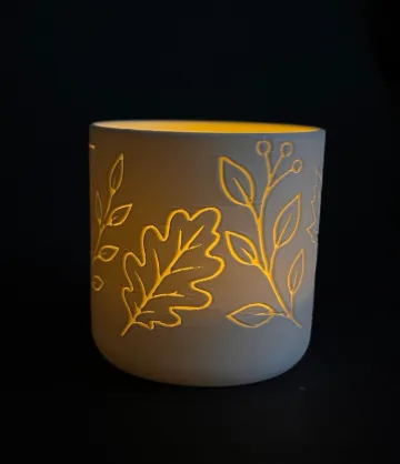 Modelo para impresión 3D: Teelicht mit Herbstdekor — vista de referencia 4