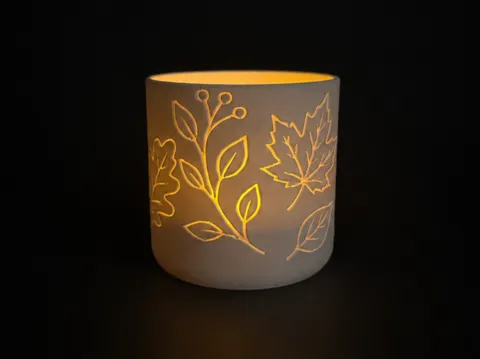 Modelo para impresión 3D: Teelicht mit Herbstdekor — referencia de MakerWorld