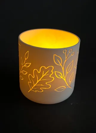 Modelo para impresión 3D: Teelicht mit Herbstdekor — vista de referencia 3