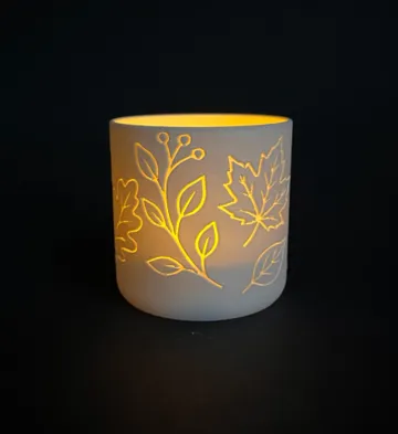 Modelo para impresión 3D: Teelicht mit Herbstdekor — vista de referencia 5