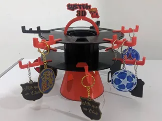 Keychain display with recycled spool
