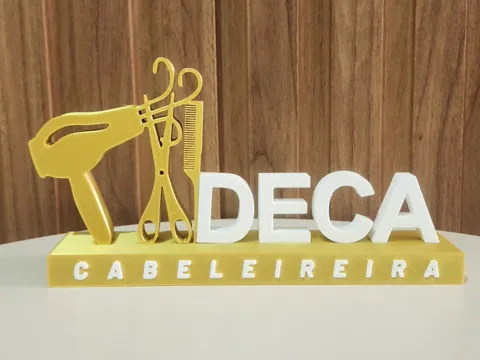 Letrero o emblema decorativo: Placa de profissão Cabeleireira personalizavel — referencia de MakerWorld