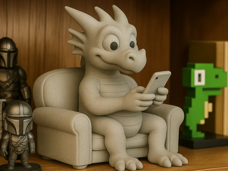 Cozy Dragon on Couch Figurine Cute Shelf Buddy