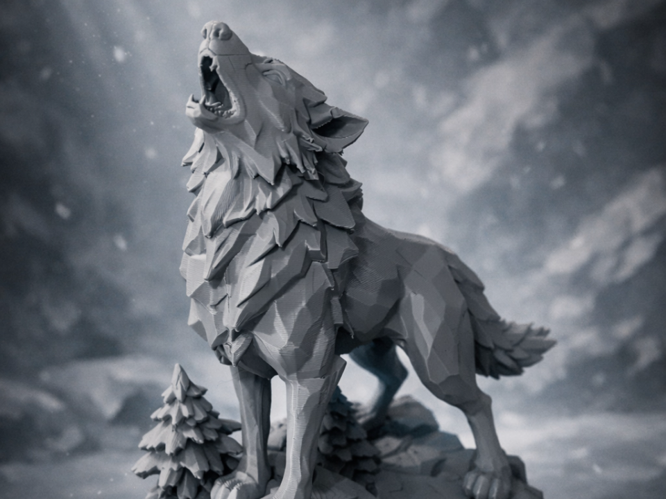 Heulender Wolf – Low-Poly