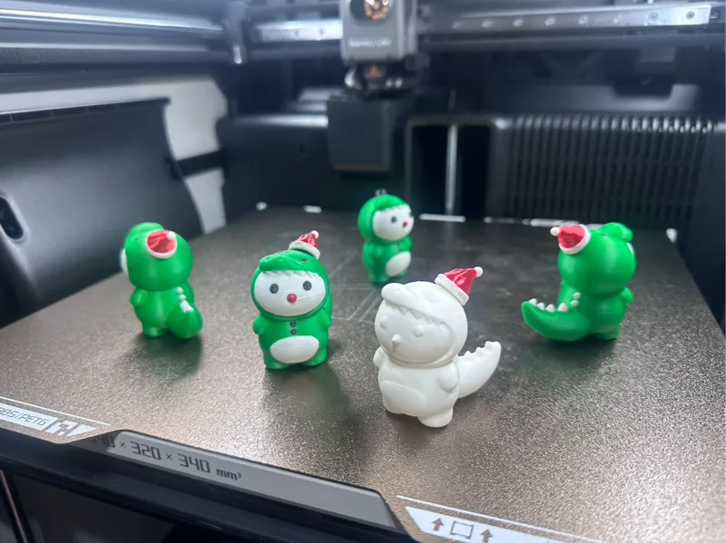 A Snowman in a Dinosaur Costume
