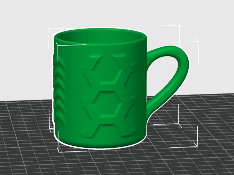 Coffee cup with embosed models
