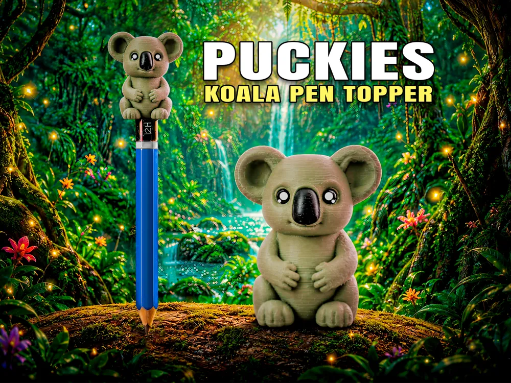 Letrero o emblema decorativo: Cute Koala Pen Topper (Puckies Collection). Referencia del modelo original.