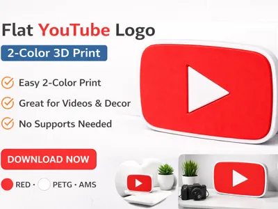 YouTube Raised Logo - Easy Print
