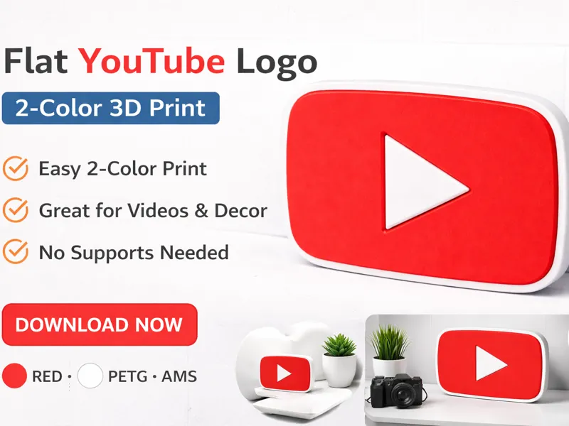 YouTube Raised Logo - Easy Print
