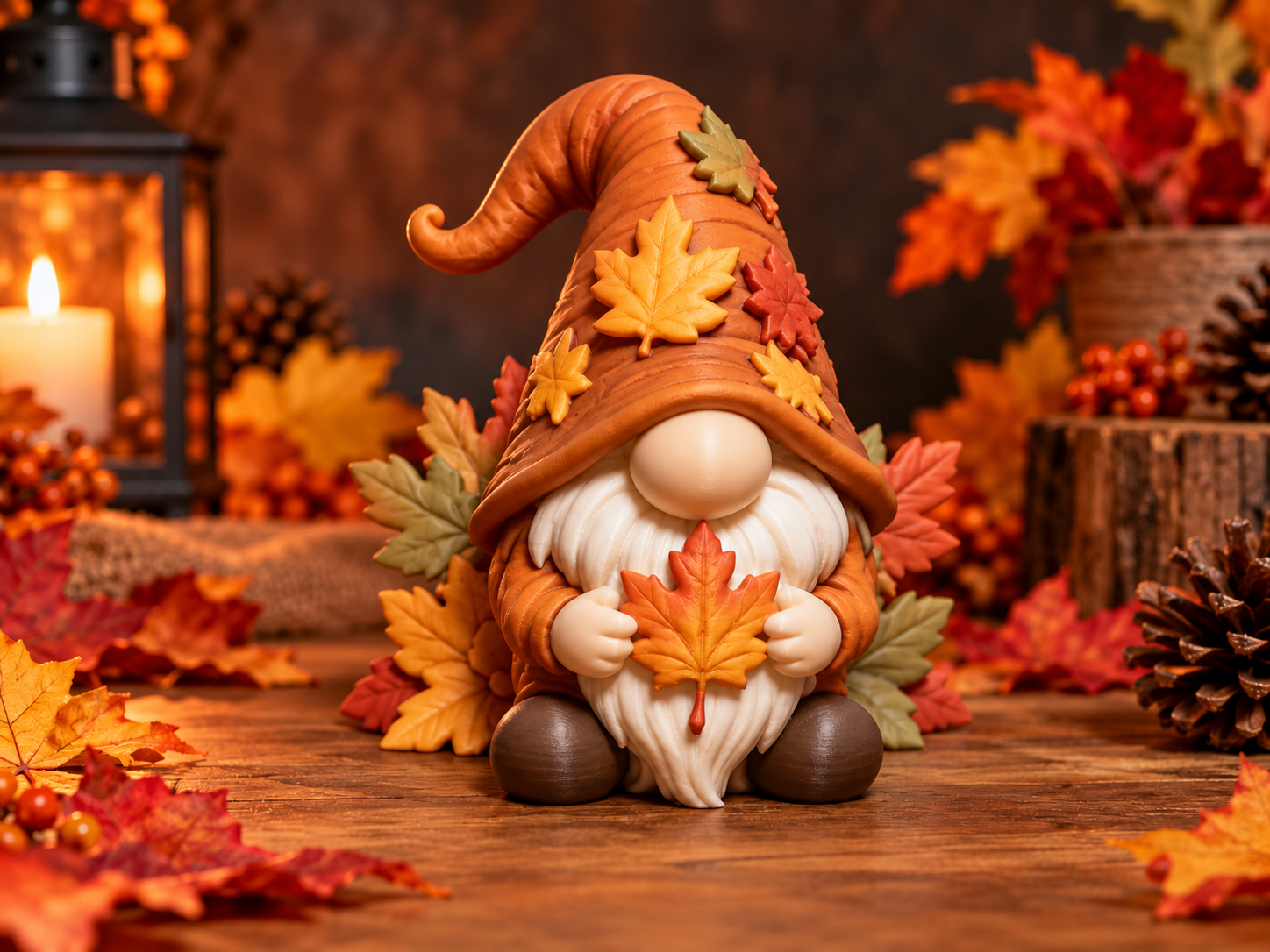 Herbstwichtel mit Ahornblättern - 1