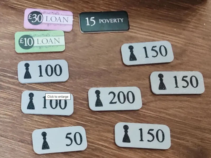 London 2nd Edition board game presige tokens