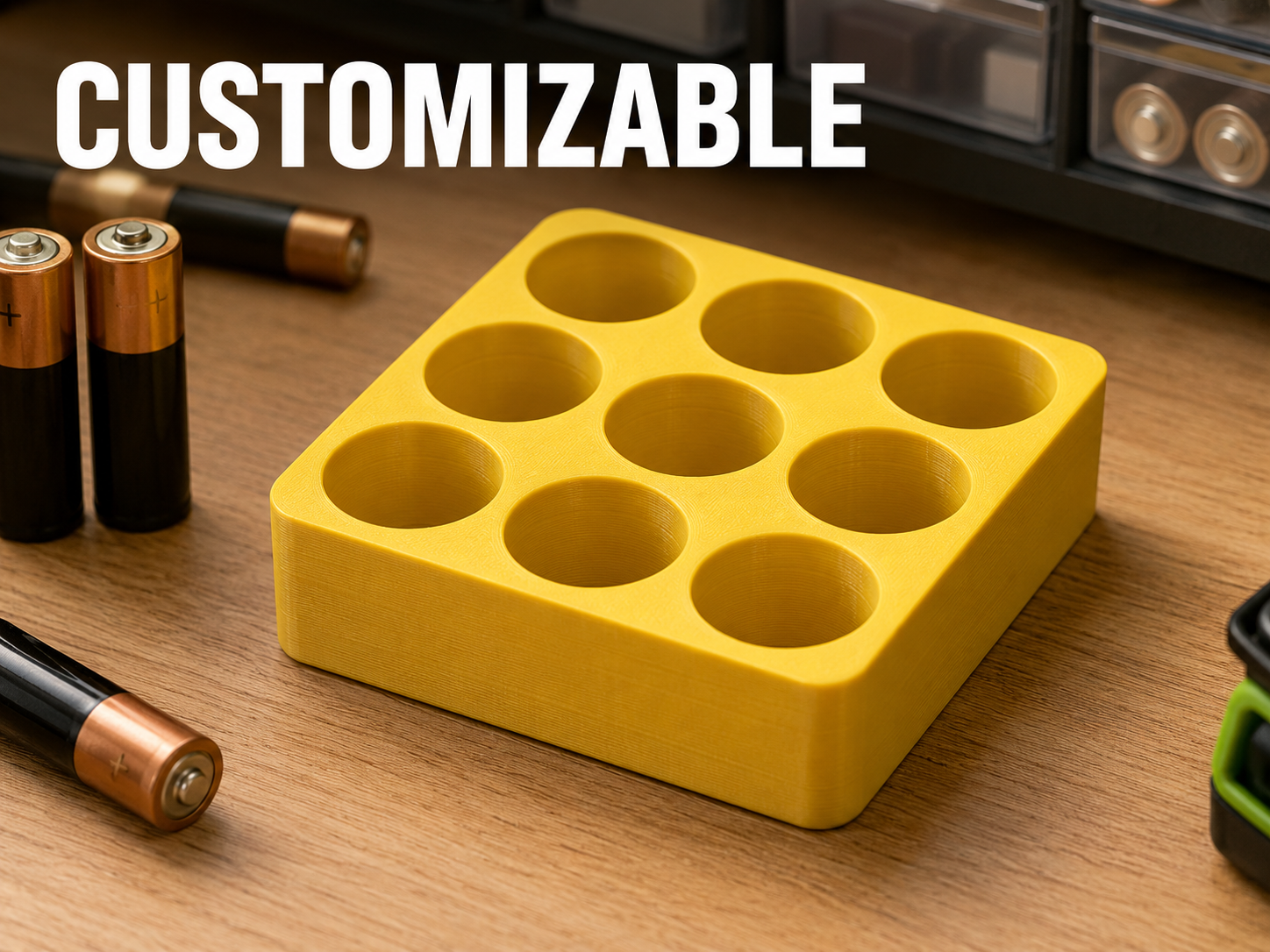 Customizable Parametric Battery Storage Tray 