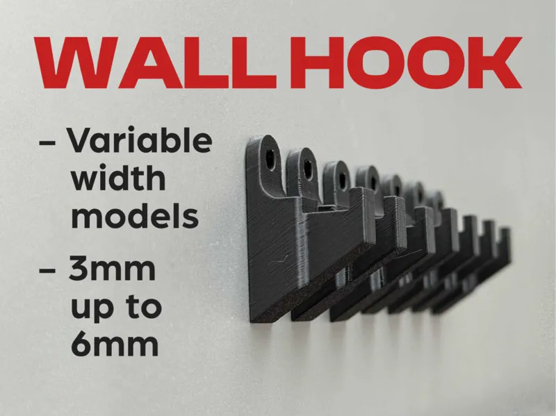 Wall Hook - Variable Widths (3mm to 6mm)