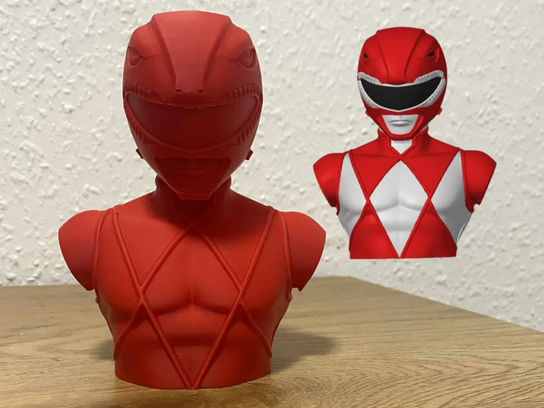 Red Power Ranger Bust - Free 3D Print Model - MakerWorld
