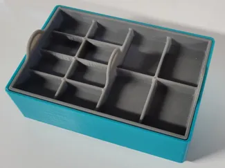 Small Parts Organizer Bin w/ Tray, Gridfinity, 3x2
