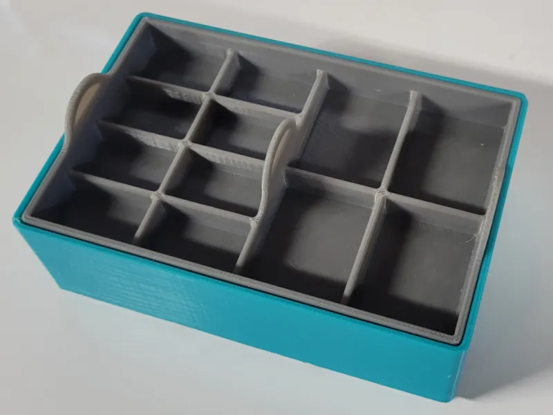 Small Parts Organizer Bin w/ Tray, Gridfinity, 3x2