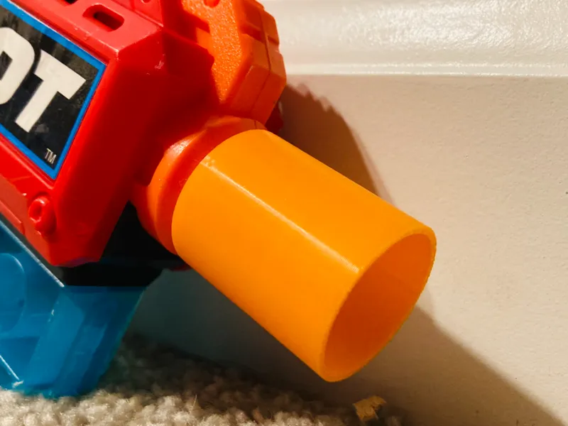 Rival round adapter for XSHOT or NERF gun barrels