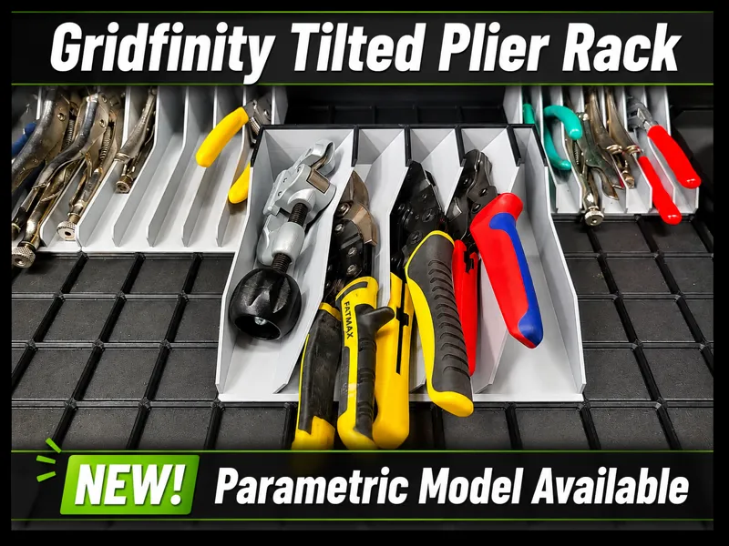 Gridfinity 5x5 Tilted Plier Rack 
