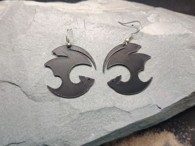 Lunar Bat — Crescent Bat Earring
