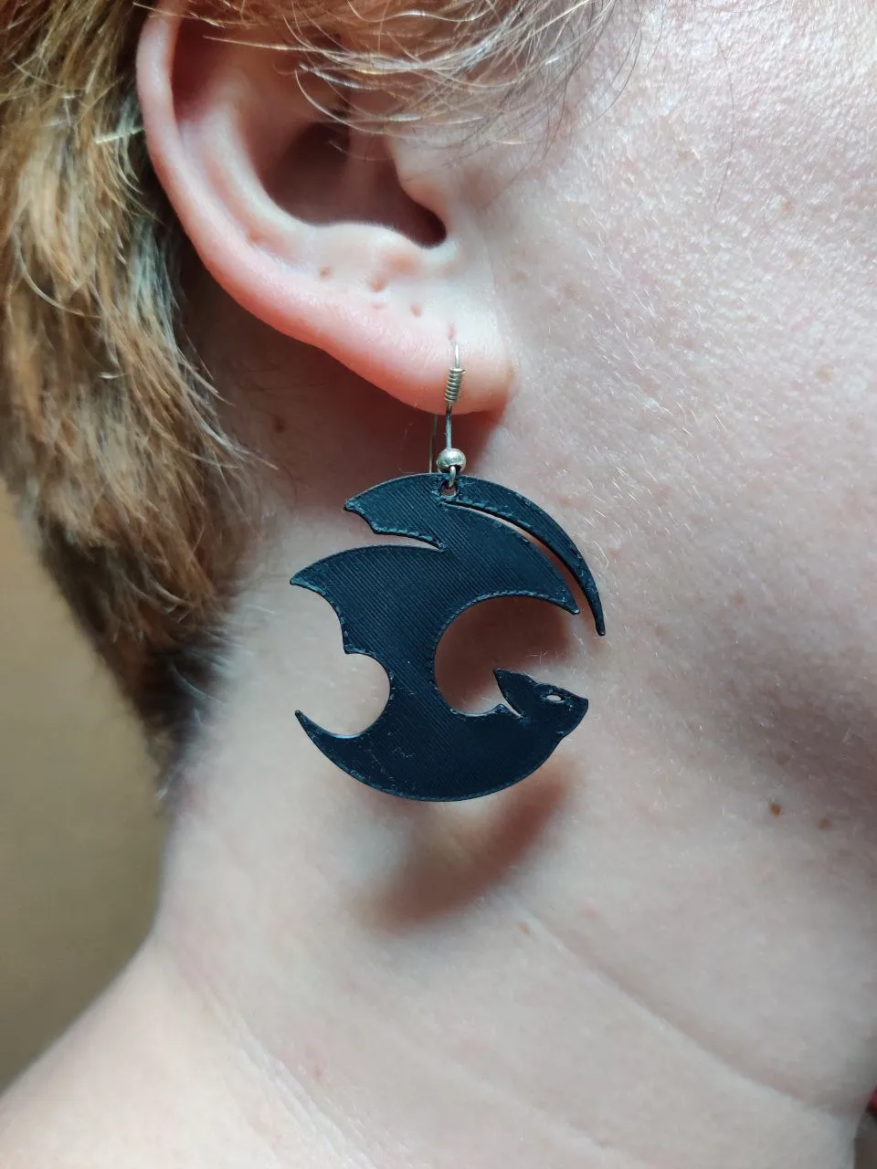 Lunar Bat — Crescent Bat Earring view 3