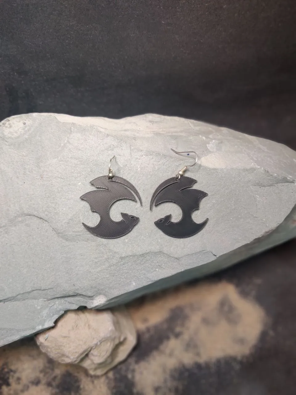 Lunar Bat — Crescent Bat Earring view 2