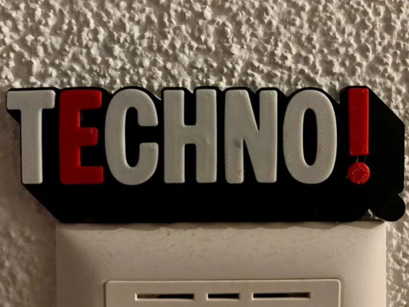 Techno Logo Schild 3D Look - Grösse skalierbar