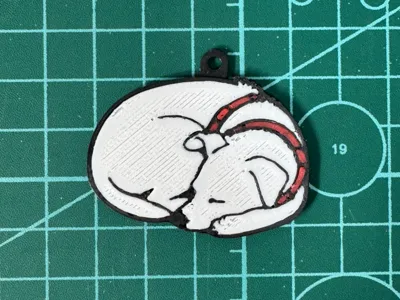 Asleep dog keychain
