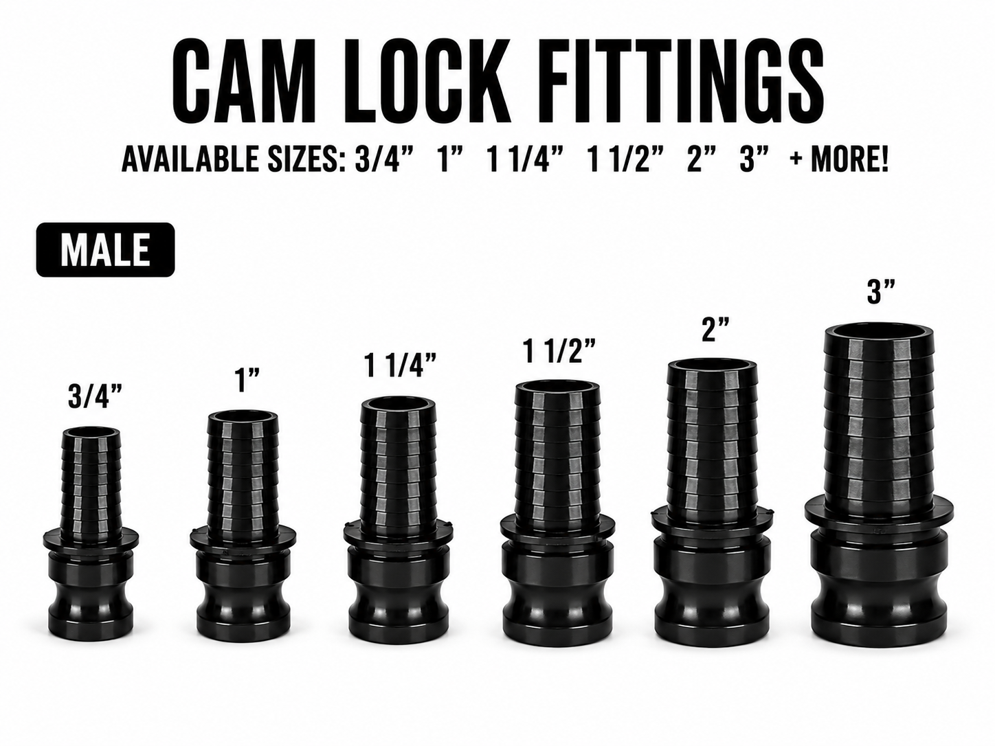 Camlock Spear-End Adapter Fittings 3/4 - 3" 