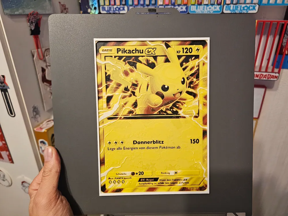 Pikachu EX Pokemon TCG XXL card DE 4colors - Free 3D Print Model - MakerWorld Pikachu EX Pokemon TCG XXL card DE 4colors - Free 3D Print Model - MakerWorld