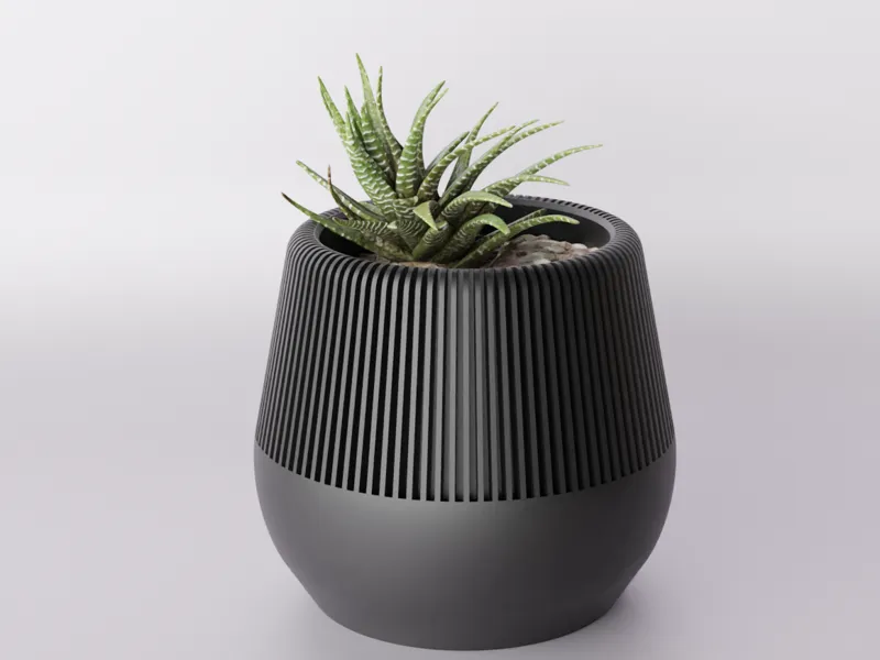 Modern Flowerpot for succulents with Lamellas 
