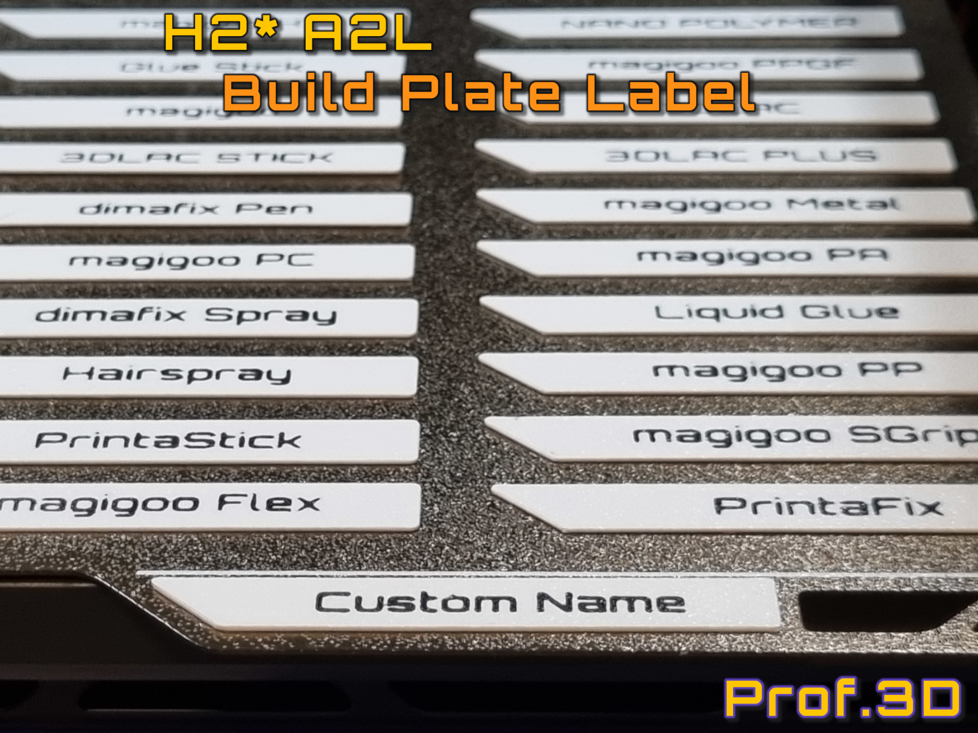 A2L and H2 Build Plate Names ⧸ Custom Label