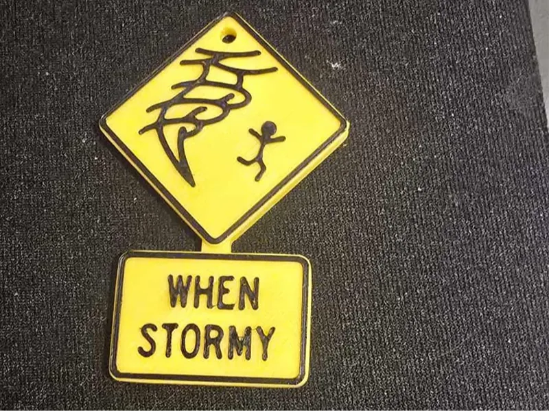 When Stormy Warning Sign Key Chain