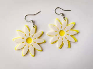 Daisy flower earrings view 2
