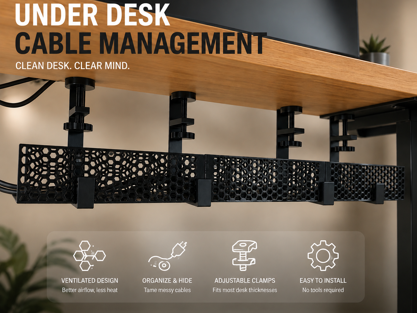Modular Under-Desk Cable Management (No Drilling) - 1