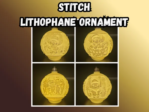 Ornement lithophanie Stitch pour sapin