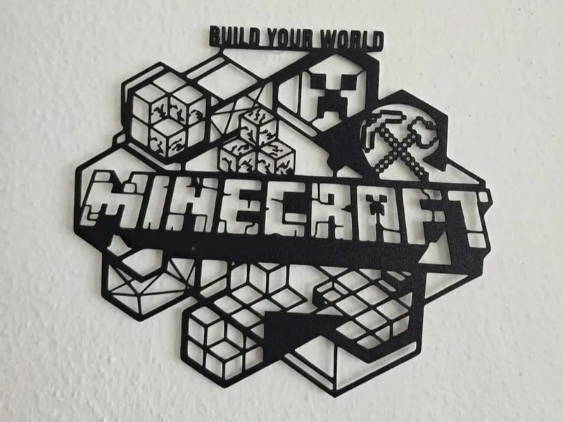 Minecraft Wanddeko / Schild – "Build Your World"