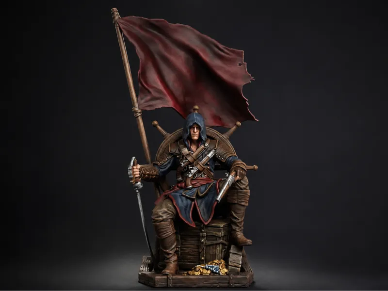 Crimson Corsair Captain Figure ( black flag )